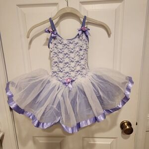 Small Child Weissman Ballet Dance Costume‎ White Purple Tutu Cutest Ever